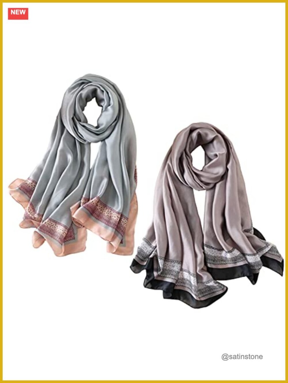 100% Mulberry Silk Scarf Long Lightweight Shawl Wrap Women's Fashion Scarves